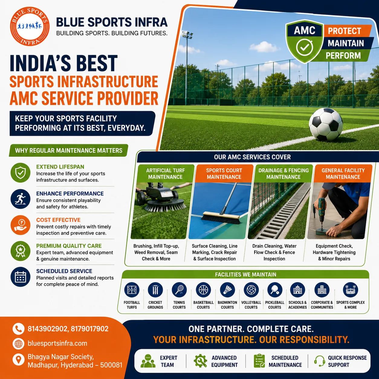 India’s Best Sports Infrastructure AMC Service Provider – Blue Sports Infra