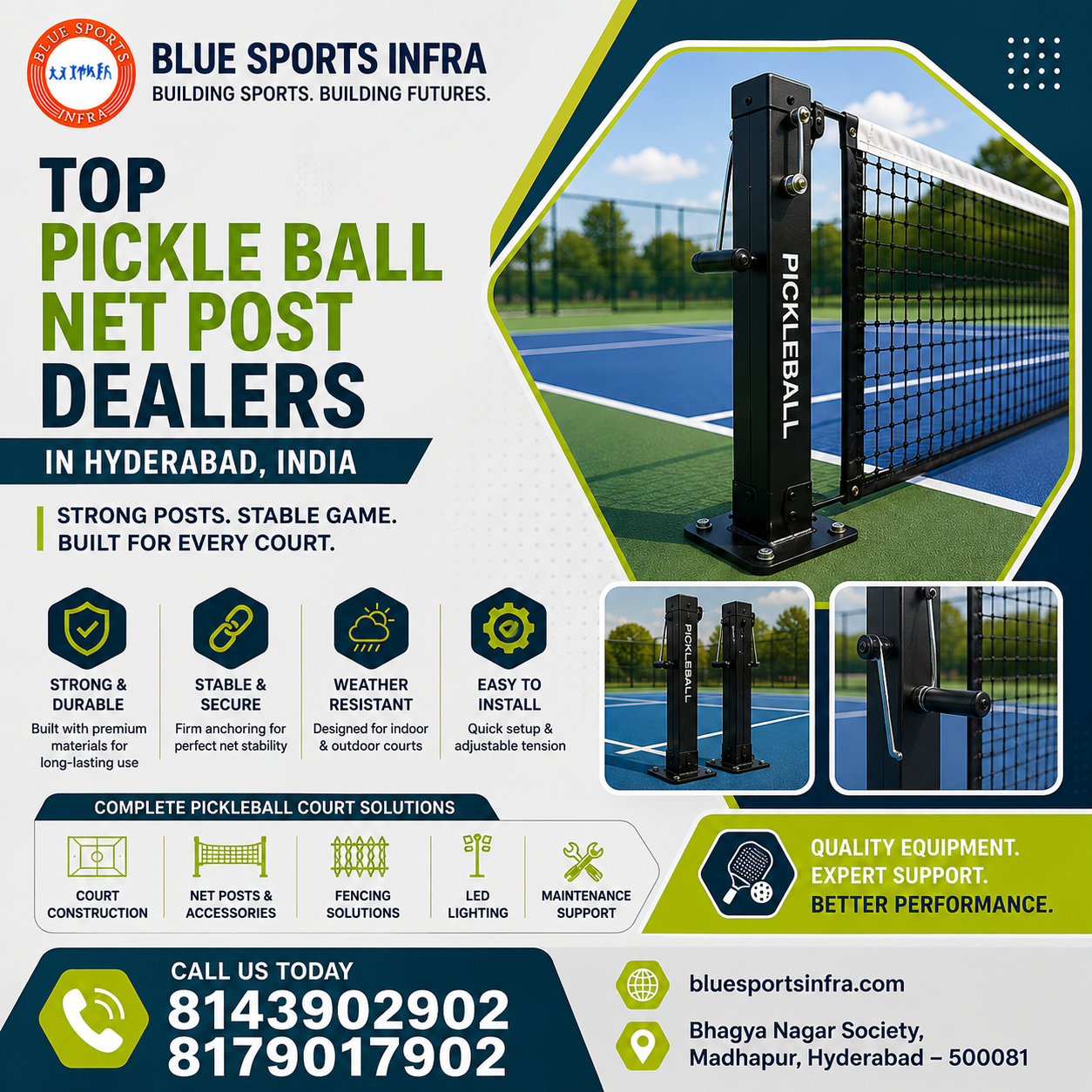 Top Pickle Ball Net Post Dealers in Hyderabad, India