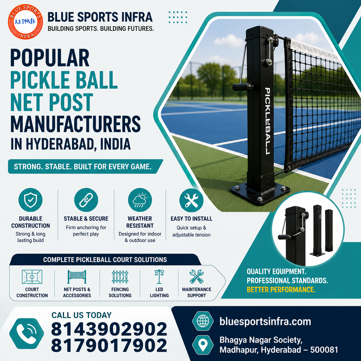 pickleball net post manufacturers in Hyderabad